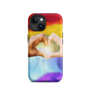 LGBTQ iPhone Hülle mit buntem Love-Print auf weißem Case