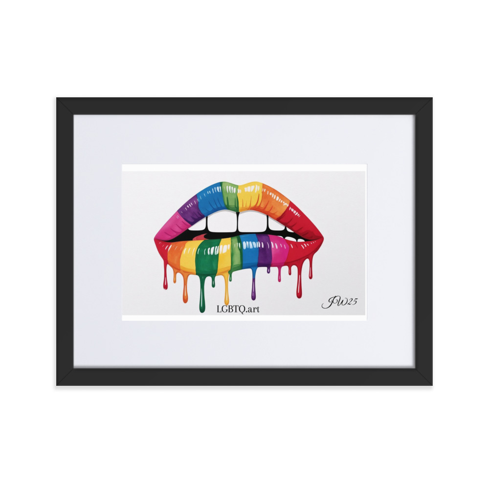 LGBTQ Kunstposter mit Rahmen und mattem Passepartout in A4