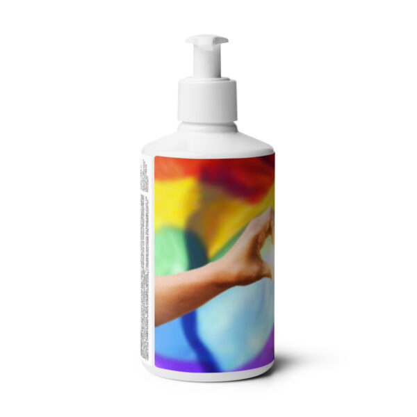 LGBTQ Pflege & Care Hand- und Bodylotion mit Regenbogen-Design, Pumpspender und nachhaltiger Formel