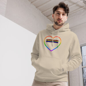 LOVE IS LOVE Hoodie 2025 mit Regenbogenherz – Bio, fair & vegan